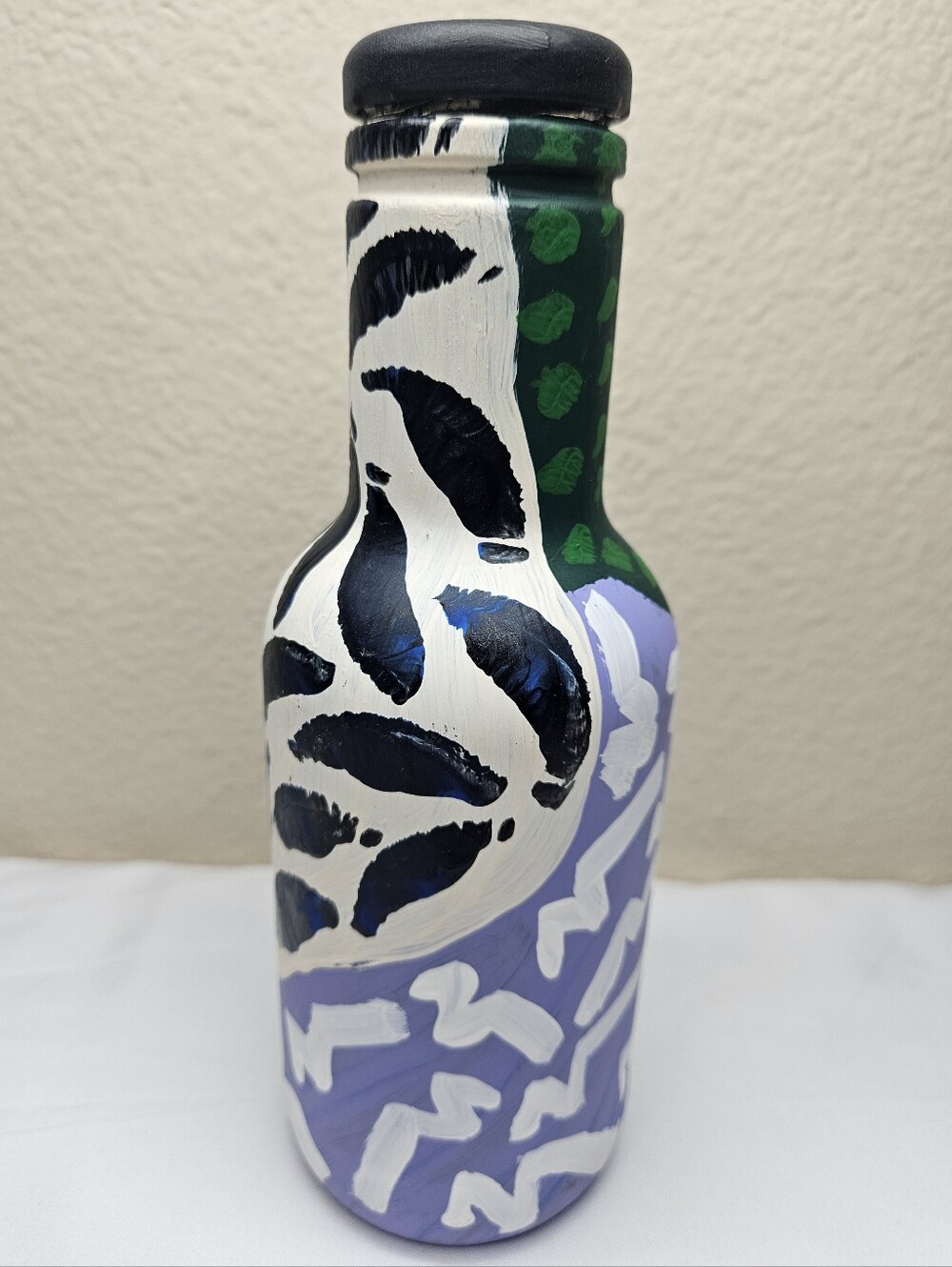 Upcycled Hand-Painted Bottle With Cap